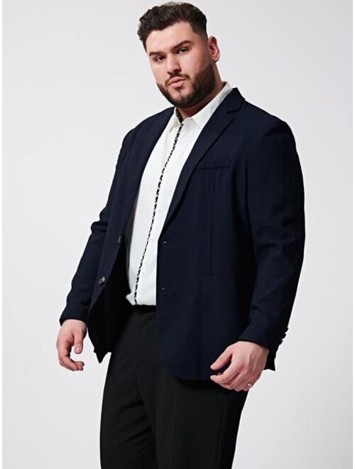 SHEIN Extended Sizes Men Single Breasted Patched Pocket Blazer