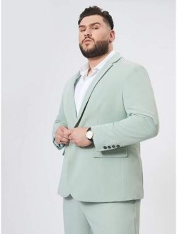 Extended Sizes Men Notched Collar Solid Blazer