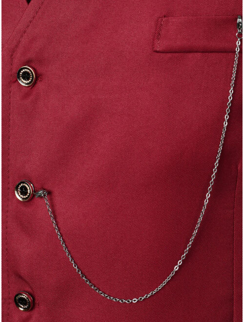 Shein Men Chain Detail Button Through Vest Blazer Without Shirt