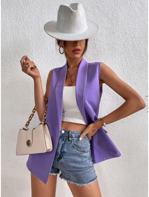 Shein Solid Shawl Neck Vest Blazer