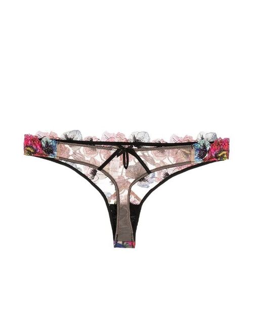 Fleur Du Mal Tuileries floral-embroidered thong