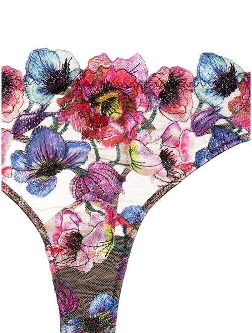 Fleur Du Mal Tuileries floral-embroidered thong