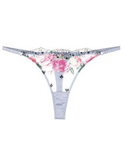 floral and card embroidery thong
