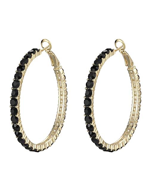 SELOVO Hoop Earrings Stylish Crystal Earrings For Women & Girls 1.8"