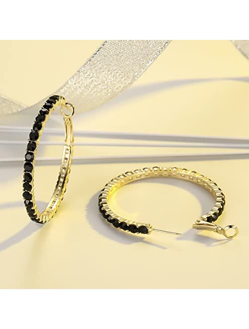 SELOVO Hoop Earrings Stylish Crystal Earrings For Women & Girls 1.8"