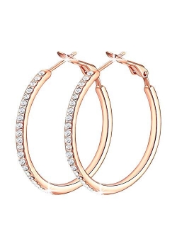 Yuqigg Hoop Earrings, Fashion Jewelry CZ Cubic Zirconia Rhinestone Hoop Earrings for Women Girls Gifts 1.38in, 1.5in, 1.77in