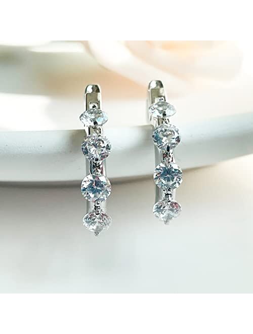 Yuqigg Hoop Earrings, Fashion Jewelry CZ Cubic Zirconia Rhinestone Hoop Earrings for Women Girls Gifts 1.38in, 1.5in, 1.77in