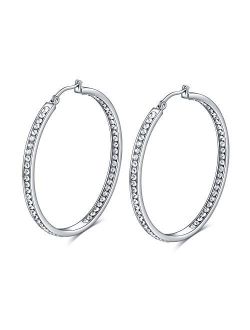 Rnivida Stunning Stainless Steel Inside-Out Crystal Cz Hoop Earrings for Women