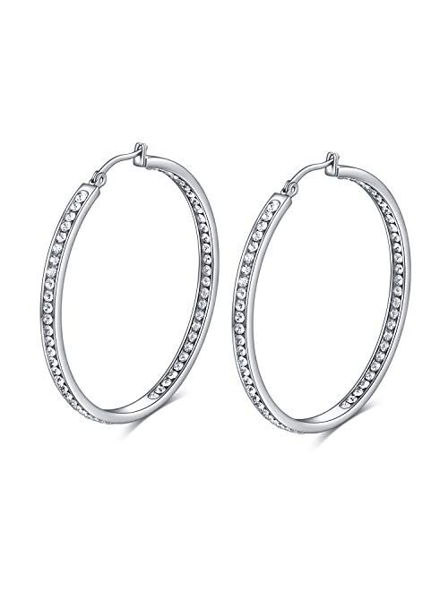 Rnivida Stunning Stainless Steel Inside-Out Crystal Cz Hoop Earrings for Women