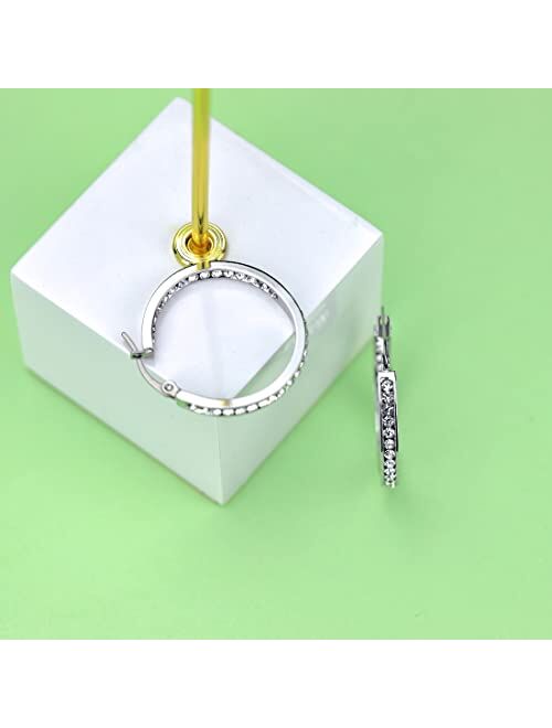 Rnivida Stunning Stainless Steel Inside-Out Crystal Cz Hoop Earrings for Women