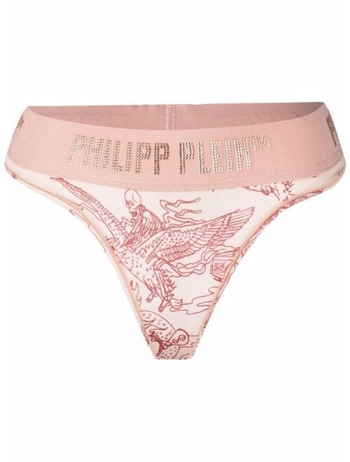 Philipp Plein logo-waistband sheer thong