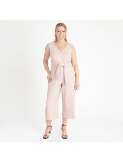Women's Connected Apparel Solid Tie-Front Jumpsuit