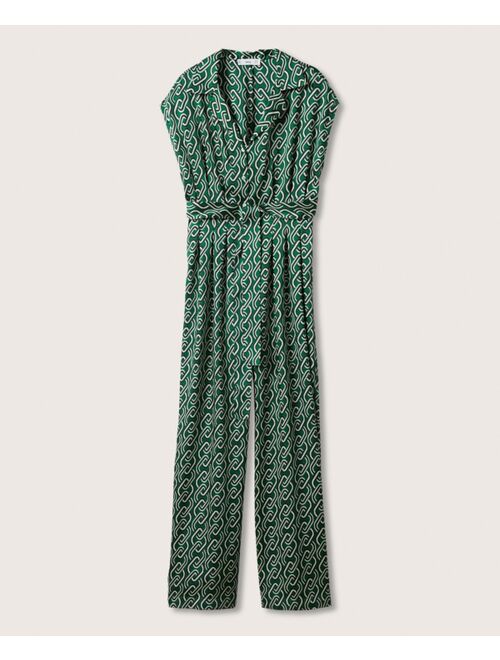 MANGO Women's Belt Printed Jumpsuit