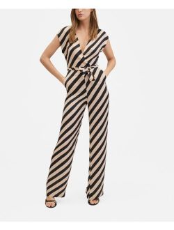 Women's Striped Jumpsuit with Belt