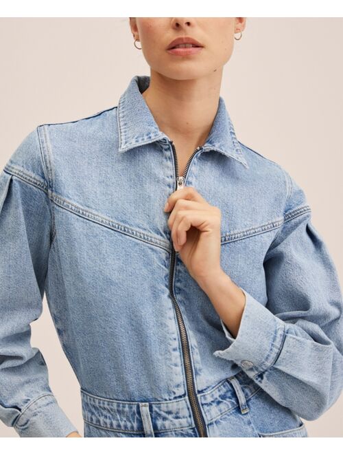 MANGO Women's Zip Denim Jumpsuit