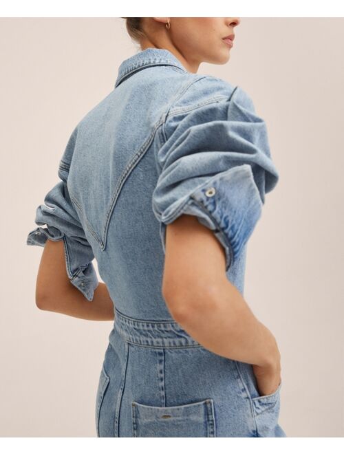 MANGO Women's Zip Denim Jumpsuit
