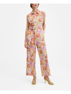 Women's Belt Printed Jumpsuit