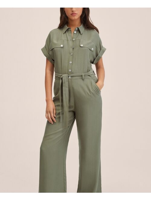 MANGO Women's Lyocell Jumpsuit with Belt