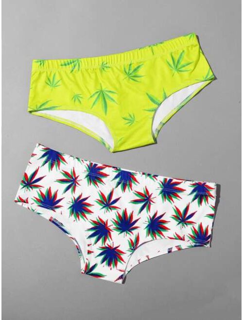 Shein 2pack Maple Leaf Print Panty Set