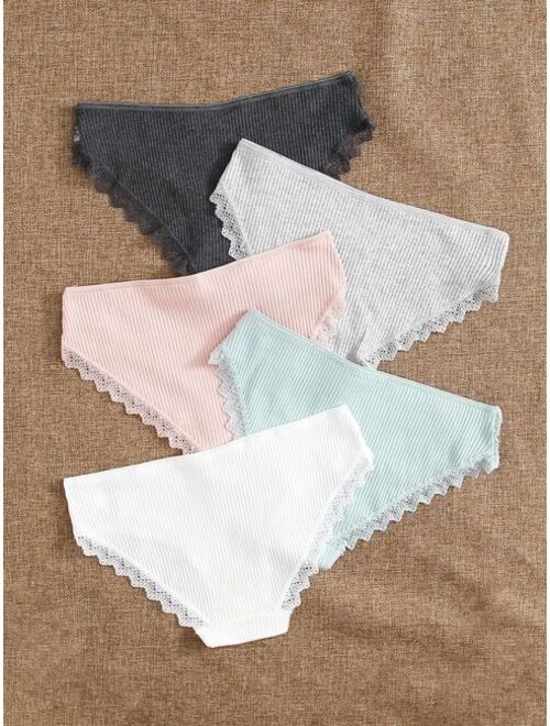 Shein 5pack Contrast Lace Panty Set
