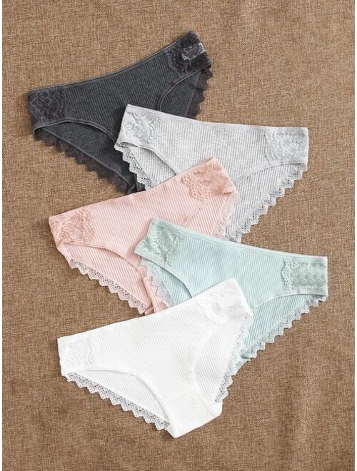 Shein 5pack Contrast Lace Panty Set