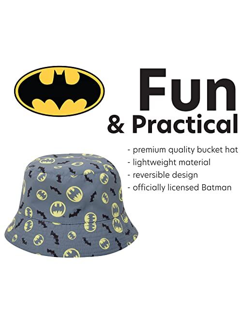 DC Comics Boys’ Batman Bucket Hat – Reversible Protective Sun Hat (Age: 4-7)