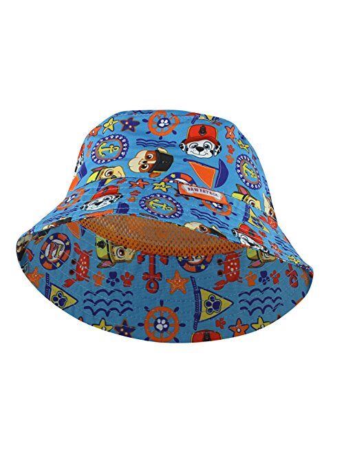 Nickelodeon Paw Patrol Chase, Marshall and Rubble Printed Bucket Hat - UPF50+ Sun Protection White-Blue