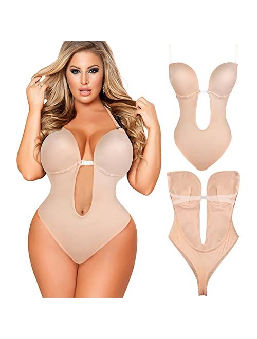 VINGER Invishaper-Plunge Backless Body Shaper Bra, Backless Strapless Shapewear , Backless Body Shaper Bra