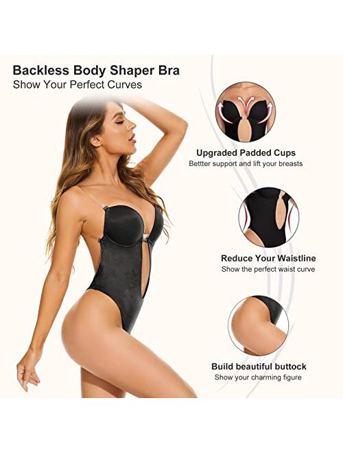 VINGER Invishaper-Plunge Backless Body Shaper Bra, Backless Strapless Shapewear , Backless Body Shaper Bra