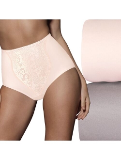Women's Light Tummy-Control Lace Support 2pk Brief Underwear X372