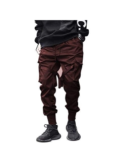 BITLIVE Men's Jogger Pants Techwear Hip Hop Harem Pants Fashion Casual Streetwear Tactical Track Pants with Drawstring