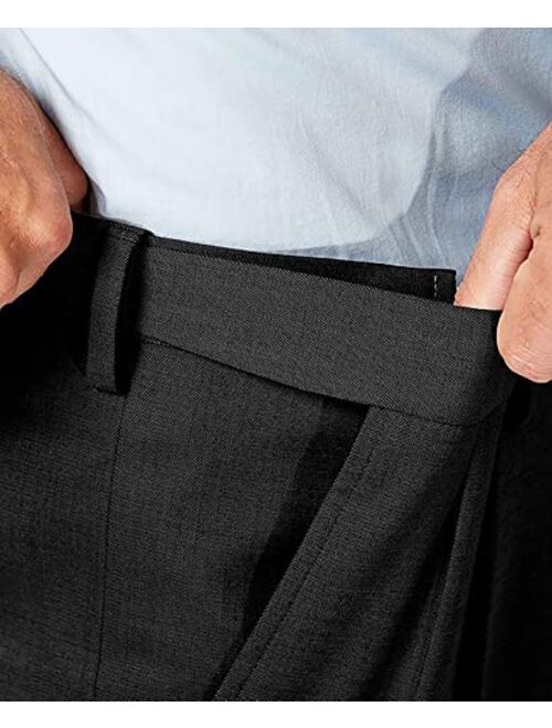 YUCENFU Men's Cozy Hidden Expandable Waist Dress Pants | Premium Stretch Texture Weave Work to Weekend Pant