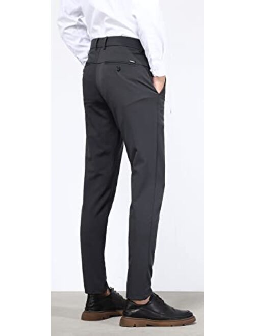 Plaid&Plain Men's Slim Fit Dress Pants Formal Pants Dress Slacks for Men