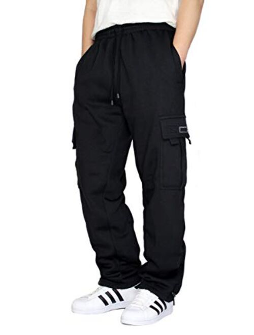 Buy URBANJ Men's Fleece Cargo Sweatpants Heavyweight Size S-5XL online ...