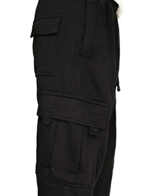 URBANJ Men's Fleece Cargo Sweatpants Heavyweight Size S-5XL