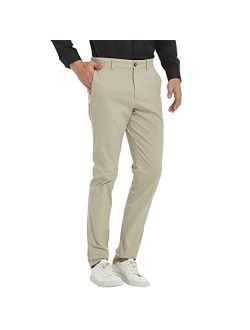 Taloyone Men's Straight Fit Stretch Classic Fit Slim Flat-Front Golf Chino Pant
