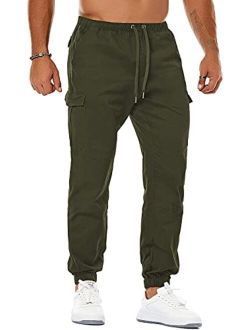 NITAGUT Men's Casual Cargo Pants Joggers Sports Pants Cotton Trousers Long Pants with Pockets
