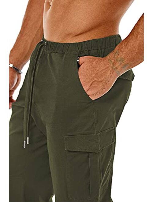 NITAGUT Men's Casual Cargo Pants Joggers Sports Pants Cotton Trousers Long Pants with Pockets