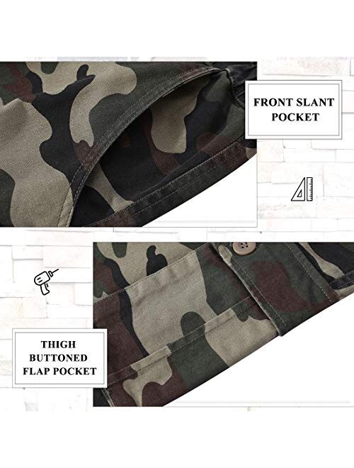 iCKER Mens Cargo Pants Casual Camo Military Multi Pocket Outdoor Work Pants