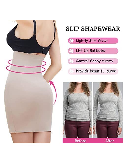 SLIMBELLE Half Slips Shaper Cool Comfort Seamless Slip Shapewear Under Dress Tight Skirt Undergarments