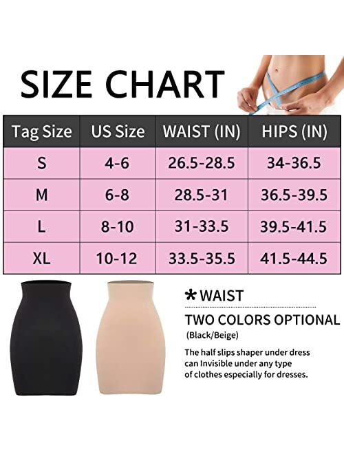SLIMBELLE Half Slips Shaper Cool Comfort Seamless Slip Shapewear Under Dress Tight Skirt Undergarments