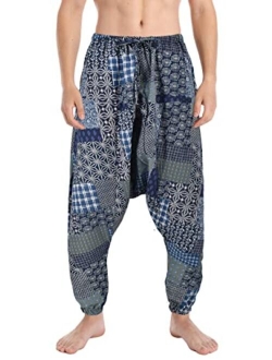 perdontoo Men Women Baggy Hippie Boho Gypsy Yoga Aladdin Harem Pants