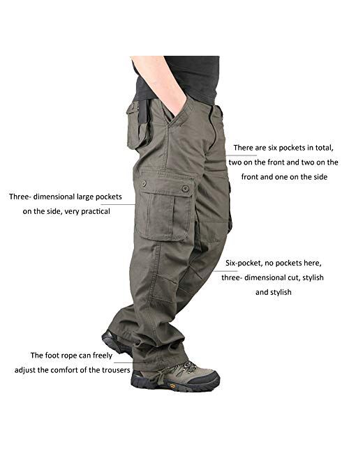 Lilychan Men's Lightweight Cargo Trouser Hiking Pants Army Combat Work Pants Casual Pants with 6 Pocket