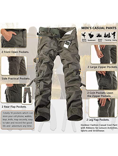 AKARMY Men's Casual Pants, Outdoor Streetwear Techwear Pants for Men, Cargo Pants with Multi-Pocket
