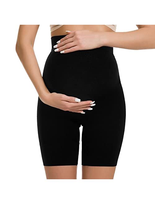 R Ruxia Women's Maternity Shapewear Seamless Pregnancy Underwear for Dress High Waist Over Belly Bump Support Mid-Thigh Panties