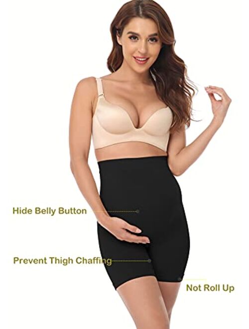 Suwindy Maternity Shapewear for Belly Support, High Waisted Mid-Thigh Pregnancy Underwear