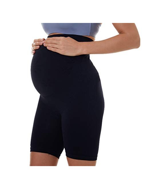 Belugue Women's Over Bump Maternity Underwear Shapewear High Waist Seamless Belly Support Soft Pregnancy Panties Shorts