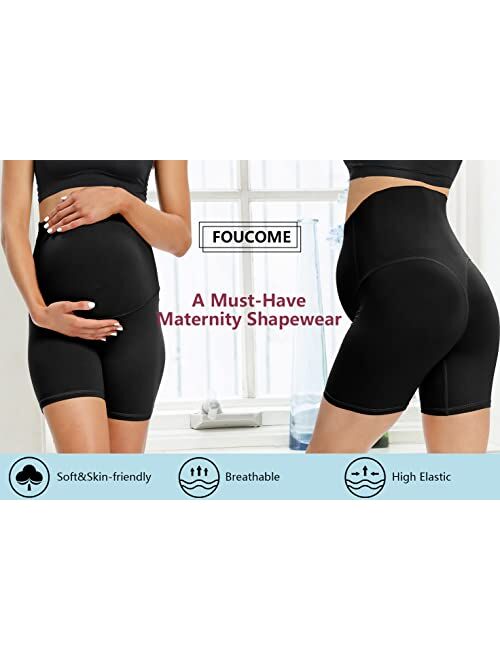Foucome Maternity Shapewear High Waisted Mid-Thigh Pregnancy Underwear Prevent Chaffing Belly Support Panties