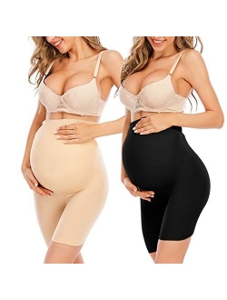 FUTATA Maternity Shapewear for Belly Support, Seamless High Waisted Mid-Thigh Pregnancy Underwear Prevent Chaffing