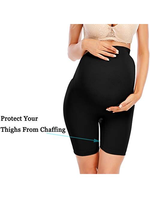 FUTATA Maternity Shapewear for Belly Support, Seamless High Waisted Mid-Thigh Pregnancy Underwear Prevent Chaffing
